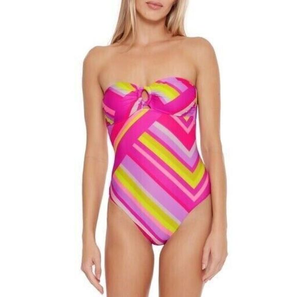 Trina Turk 3401225 Women's Sz 8 Multi Waltz Bandeau One-Piece Swimsuit $162+ - Picture 12 of 12